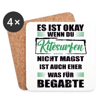 Kitesurfen Lustiger Spruch für Mann & Frau - Untersetzer (4er-Set) - Weiß - Vorne