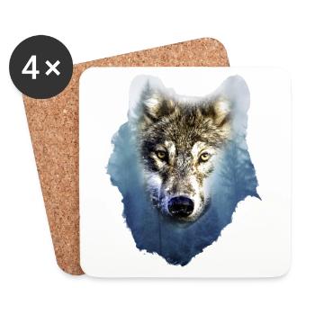 Wolf - Untersetzer (4er-Set) - Weiß - Vorne