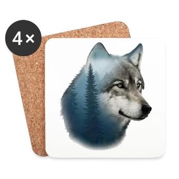 Wolf - Untersetzer (4er-Set) - Weiß - Vorne