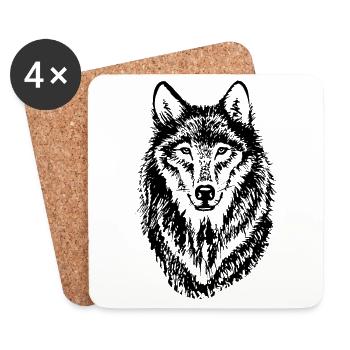 Wolf - Untersetzer (4er-Set) - Weiß - Vorne