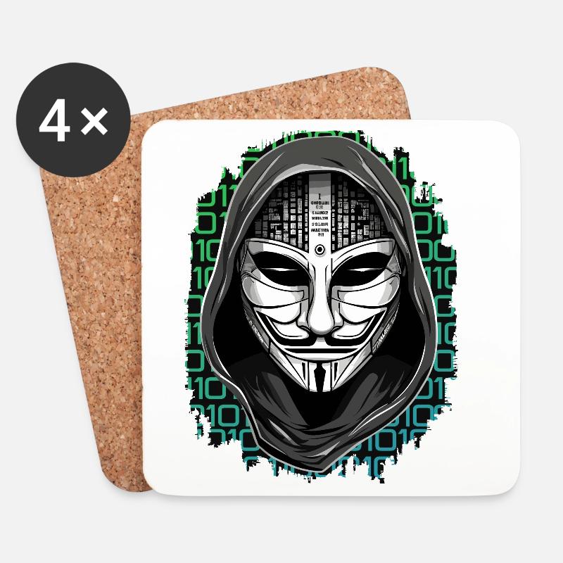Anonymous Hacker - Untersetzer (4er-Set) - Weiß