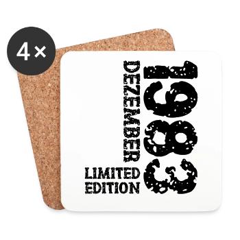 1983 December Limited Edition 40th Birthday Decoration - Coasters (set of 4) - white - Front