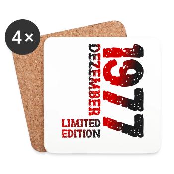1977 Dezember Limited Edition 46. Geburtstag Deko - Untersetzer (4er-Set) - Weiß - Vorne