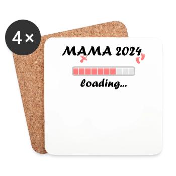 Mama 2024 Loading Schwangerschaft Bekanntgabe Baby - Untersetzer (4er-Set) - Weiß - Vorne