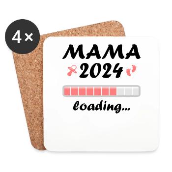 Mama 2024 Loading Schwangerschaft Bekanntgabe Baby - Untersetzer (4er-Set) - Weiß - Vorne