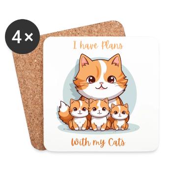 Entzückende Katze Clan Illustration - Untersetzer (4er-Set) - Weiß - Vorne
