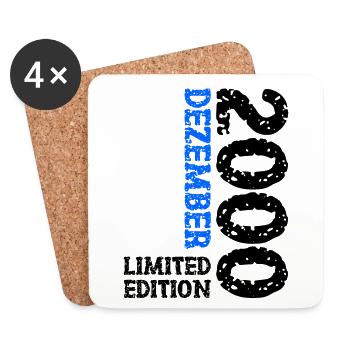 2000 Dezember Limited Edition 23. Geburtstag Deko - Untersetzer (4er-Set) - Weiß - Vorne
