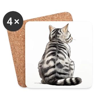 American Shorthair Cat - Coasters (set of 4) - white - Front