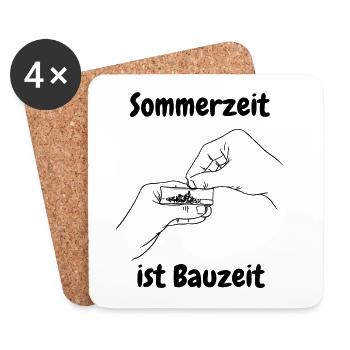 Sommerzeit ist Bauzeit - Untersetzer (4er-Set) - Weiß - Vorne