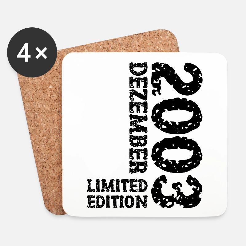 2003 Dezember Limited Edition 20. Geburtstag Deko - Untersetzer (4er-Set) - Weiß