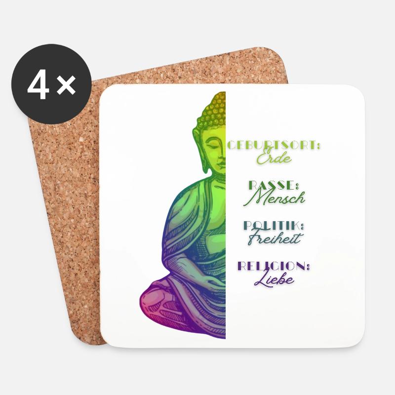 Buddha Farbpalette Erde Liebe Freiheit - Untersetzer (4er-Set) - Weiß