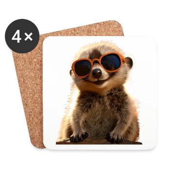 Erdmännchen Sonnenbrille Süßes Surikate Liebhaber - Untersetzer (4er-Set) - Weiß - Vorne