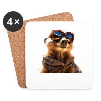 Erdmännchen Sonnenbrille Süßes Surikate Liebhaber - Untersetzer (4er-Set) - Weiß - Vorne