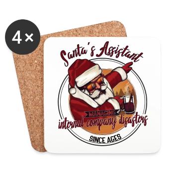 Christmas Office dabbing Weihnachtsmann mit Punsch - Untersetzer (4er-Set) - Weiß - Vorne