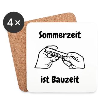 Sommerzeit ist Bauzeit - Untersetzer (4er-Set) - Weiß - Vorne