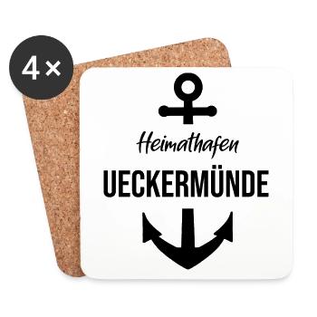 Heimathafen Ueckermünde - Untersetzer (4er-Set) - Weiß - Vorne