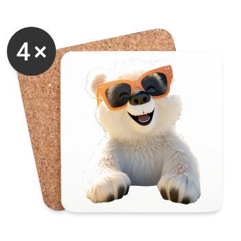 Polar Bear with Sunglasses Bears Love Cute Polar Bears - Coasters (set of 4) - white - Front
