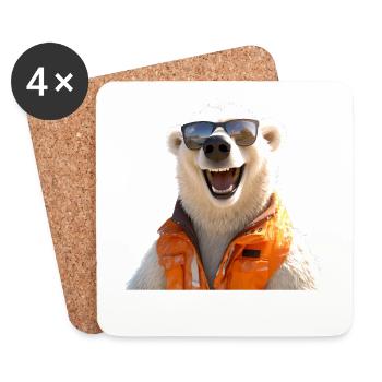 Polar Bear with Sunglasses Bears Love Cute Polar Bears - Coasters (set of 4) - white - Front