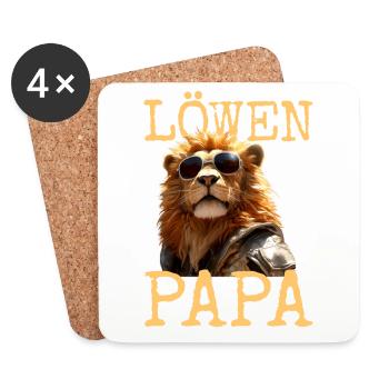 Lion Papa Papa Papa Fête des Pères Père Sauvage Lion - Dessous de verre (lot de 4) - blanc - Devant