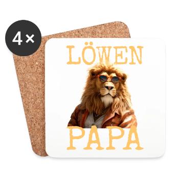 Lion Papa Papa Papa Fête des Pères Père Sauvage Lion - Dessous de verre (lot de 4) - blanc - Devant