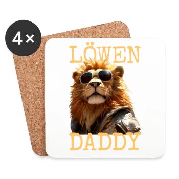 Lion Papa Papa Papa Fête des Pères Père Sauvage Lion - Dessous de verre (lot de 4) - blanc - Devant