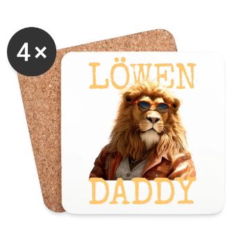 Lion Papa Papa Papa Fête des Pères Père Sauvage Lion - Dessous de verre (lot de 4) - blanc - Devant