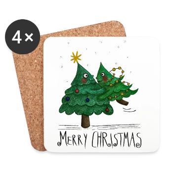 Christmas Tree Love Merry Christmas - Coasters (set of 4) - white - Front