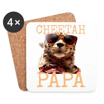 Cheetah Dad Cheetah Daddy Father's Day Cats Dad - Coasters (set of 4) - white - Front