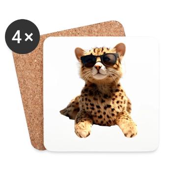 Cheetah Sunglasses Cheetah Cats Cute Cheetah - Coasters (set of 4) - white - Front