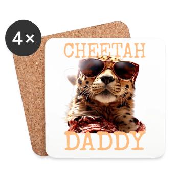 Cheetah Daddy Cheetah Dad Dad Father's Day Cats - Coasters (set of 4) - white - Front
