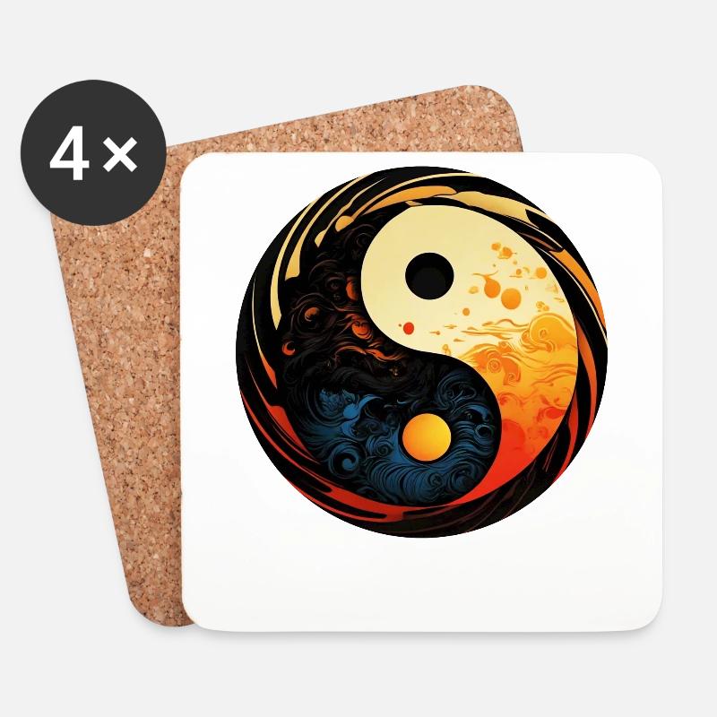 Yin Yang - Untersetzer (4er-Set) - Weiß