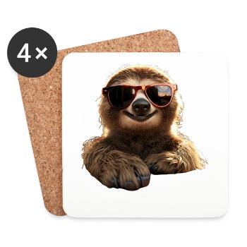 Sloth, Morning Grouch, Loafer, Cute Sloths - Coasters (set of 4) - white - Front