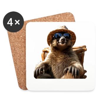 Sloth, Morning Grouch, Loafer, Cute Sloths - Coasters (set of 4) - white - Front