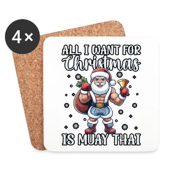 Alles, was ich zu Weihnachten habe, ist Muay Thai - Untersetzer (4er-Set) - Weiß - Vorne