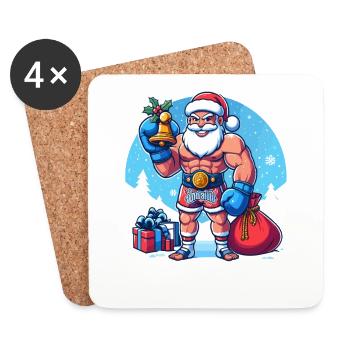 Muay Thai Noël - Dessous de verre (lot de 4) - blanc - Devant