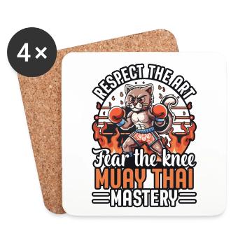 Respect de l’art, peur du genou, maîtrise du muay thai - Dessous de verre (lot de 4) - blanc - Devant