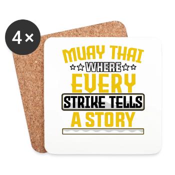 Muay Thai où chaque frappe raconte une histoire - Dessous de verre (lot de 4) - blanc - Devant