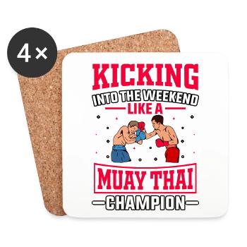 Se lancer dans le week-end comme un champion de muay thaï - Dessous de verre (lot de 4) - blanc - Devant