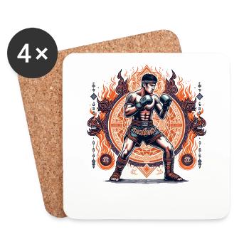 Muay Thaï - Dessous de verre (lot de 4) - blanc - Devant