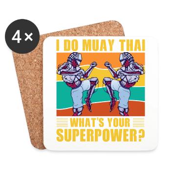 I do Muay Thai what's your Superpower? - Coasters (set of 4) - white - Front