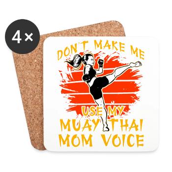 Zwinge mich nicht, meine Muay Thai Mom Stimme zu benutzen - Untersetzer (4er-Set) - Weiß - Vorne
