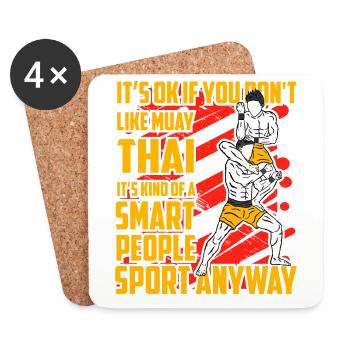 Citation amusante de Muay Thai - Dessous de verre (lot de 4) - blanc - Devant