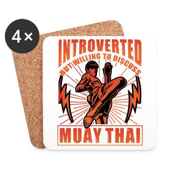 Introverted but willing to discuss Muay Thai - Coasters (set of 4) - white - Front
