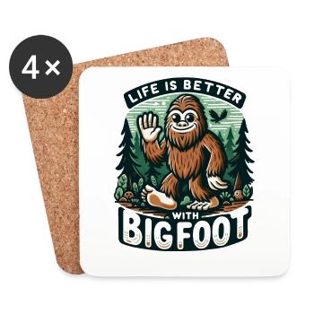 Drôle de vie est meilleure avec Bigfoot Happy Squatchin' - Dessous de verre (lot de 4) - blanc - Devant