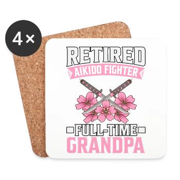 Retired Aikido Fighter full-time Grandpa - Coasters (set of 4) - white - Front