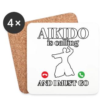 L’aïkido m’appelle et je dois y aller - Dessous de verre (lot de 4) - blanc - Devant