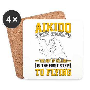 Aikido where mastering the art of falling - Coasters (set of 4) - white - Front