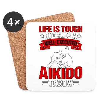 Life is tough but so is a well-executed Aikido - Coasters (set of 4) - white - Front