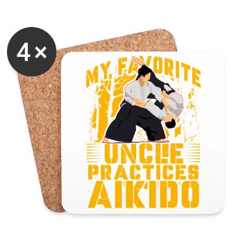 Mon oncle préféré pratique l’Aïkido - Dessous de verre (lot de 4) - blanc - Devant