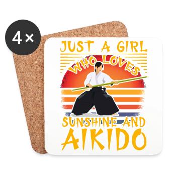 Just a Girl who loves Sunshine and Aikido - Coasters (set of 4) - white - Front